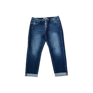 Kan Can Jeans Boyfriend Cuffed Distressed Button Fly Denim Blue Women’s 32